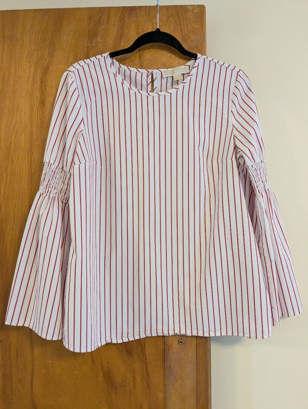 Michael Kors Red and White Striped Bell Sleeved Blouse